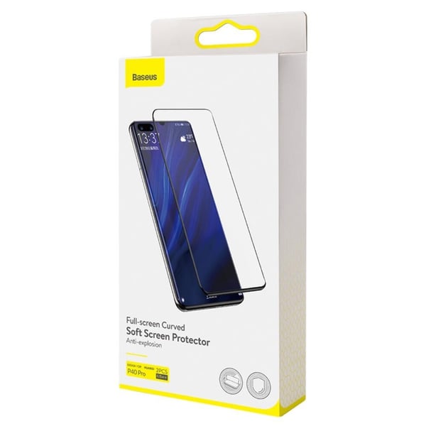 Baseus Täysin peittävä kaareva näytönsuoja Huawei P40 Pro -puhelimelle (2 kpl) - Musta