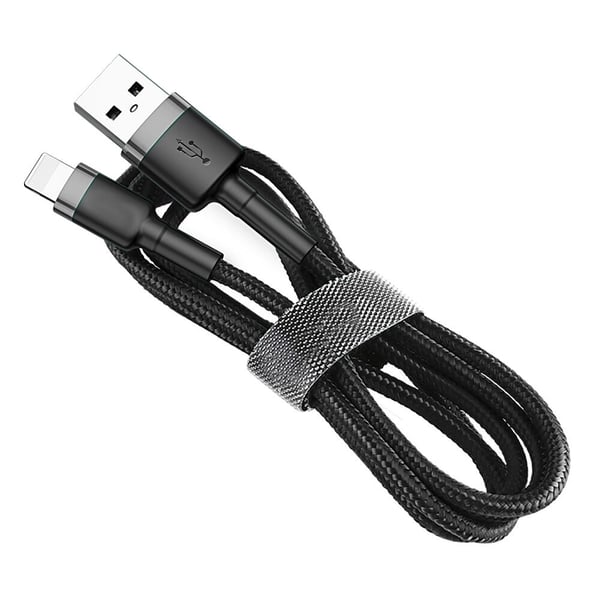 SiGN Kevlar USB-kabel med Lightning 1.5A, 2 m - Grå/Sort