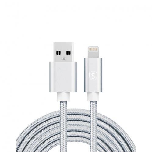 SiGN USB–Lightning-kaapeli, 3 m, nylon - hopea