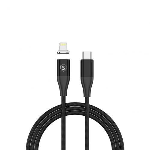 SiGN Magneettinen USB C Lightning -kaapeli 3A, 1m - Musta