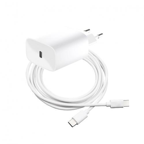 SiGN Ekstrem Hurtiglader med USB-C til USB-C Kabel, SuperCharge, 3A, 1m - Hvid