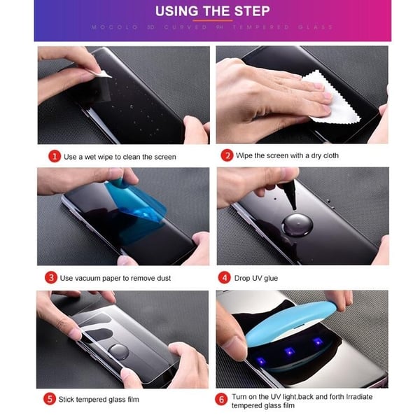 Samsung Galaxy S10 MOCOLO UV 3D -karkaistu lasinen näytönsuoja