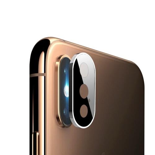 Metal Bumper og Linsebeskyttelse i Hærdet Glas til iPhone XS Max - Sølv