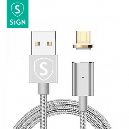 SiGN Magneettikaapeli Micro-USB 2.4A 1 m - Hopea