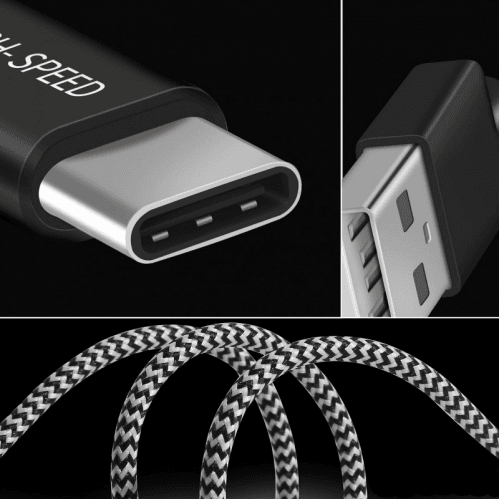 SiGN Skin USB-C-kabel 2.1A 3 m - Sort/Hvid