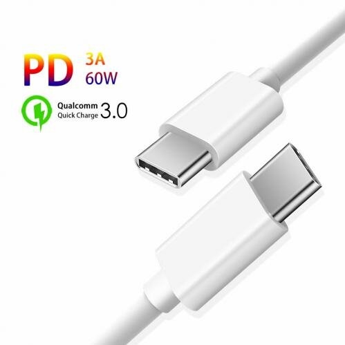 SiGN Pikalatauskaapeli USB-C - USB-C 60W 3A 1 m USB-C PD - Valkoinen