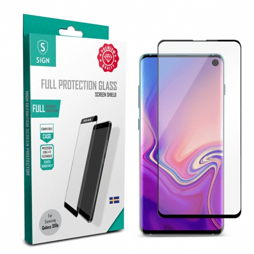 Exoglass Buet Ramme Sort Kant Skærmbeskytter til Samsung Galaxy S10e