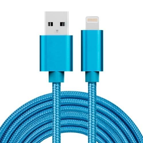 SiGN USB-kabel Lightning-stik til iPhone & iPad Blå/Nylon, 2m