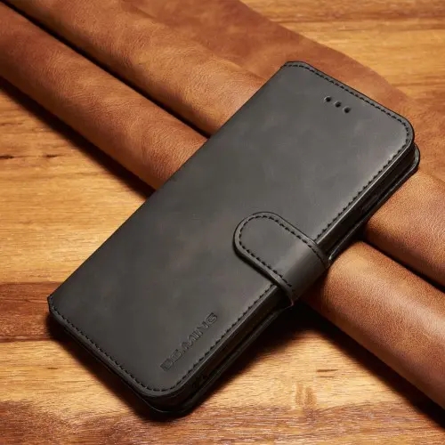 iPhone 6 Plus/6s Plus Flip Stand Nahkalompakkokotelo - Musta
