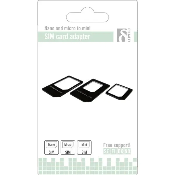 Deltaco SIM-kortadapter för micro/mini/nano SIM - Svart