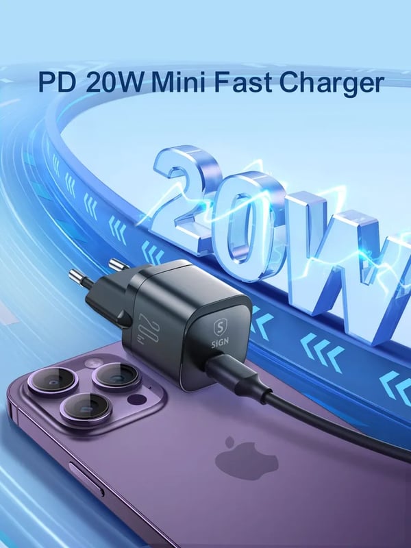 SiGN PD 20W USB-C Mini Laddare - Svart