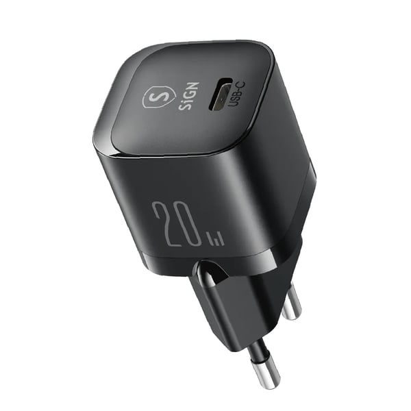 SiGN PD 20W USB-C Mini Laturi - Musta