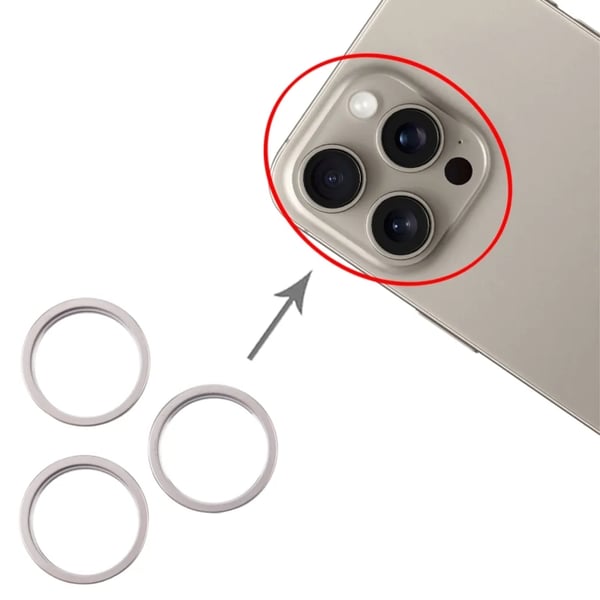 iPhone 16 Pro Max Bagkamera Linse Ydre Beskyttelsesring, 3-pak Titanium - Original