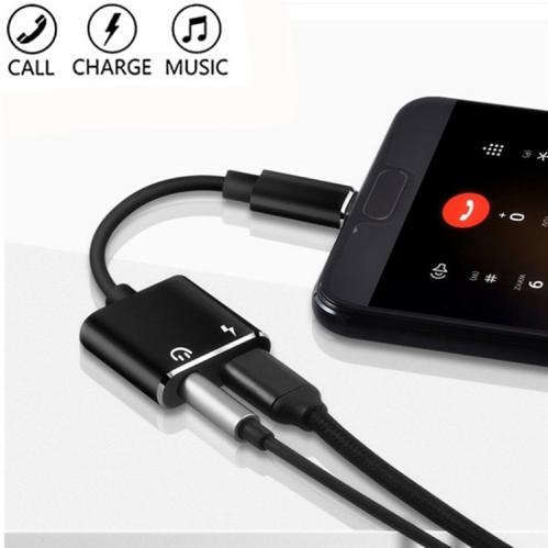 Adapter USB-C - 3,5mm - USB-C Oplad & Lyt - Sort
