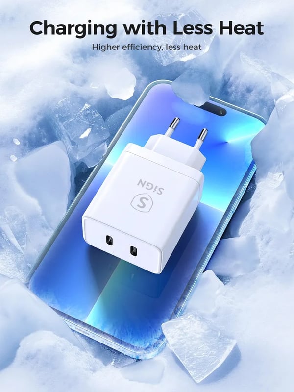 SiGN Dual USB-C PD Oplader 40W - Hvid