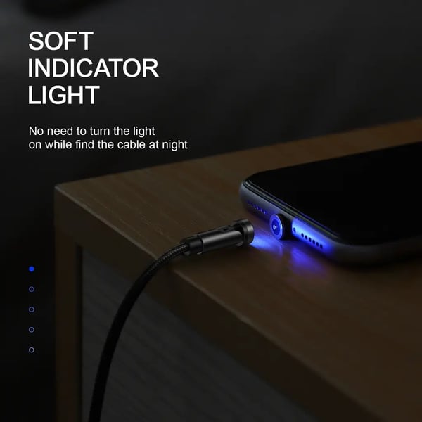 SiGN 3-i-1 360° Magnetkabel Lightning, USB-C, Micro-USB, 2.4A - Sort