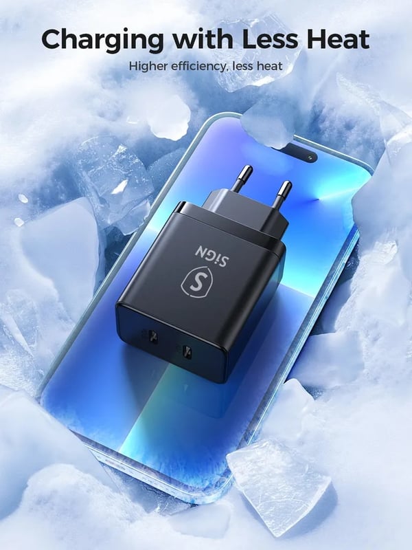 SiGN Dual USB-C PD -laturi 40W - Musta