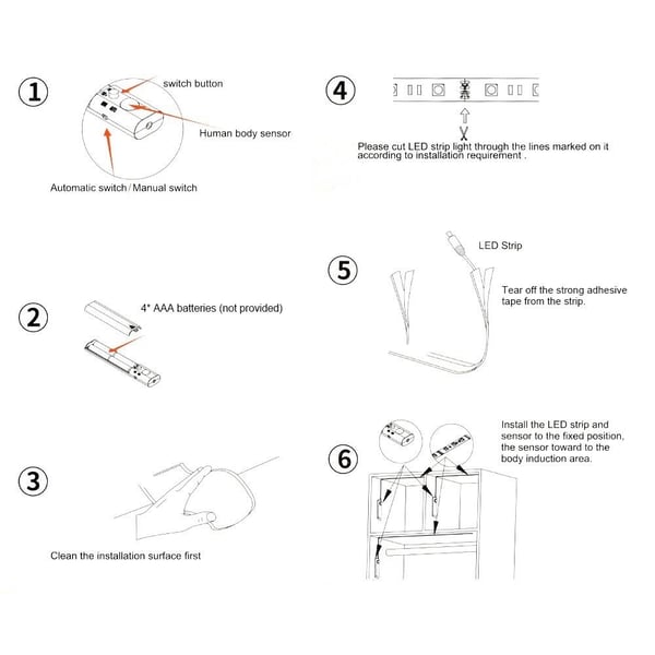 LED-slynge til garderobe med bevægelsessensor 1 m - Varm hvid