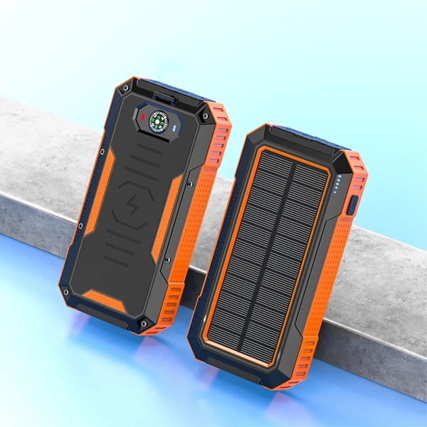 SiGN Solcelle Powerbank med Trådløs Opladning, 20000mAh - Orange