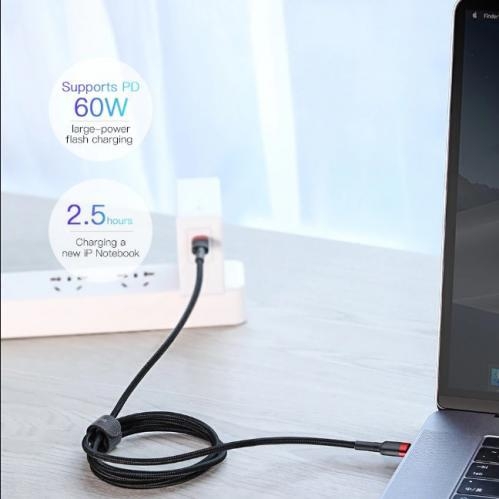 Baseus Cafule USB-C - USB-C, QC 3.0, USB-C PD, 3A 2 m - Harmaa/Musta