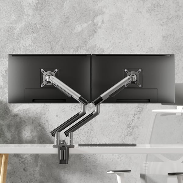 Alterzone Arm Duo monitorarm i aluminium för dubbla 17"-32" skärmar, rymdgrå