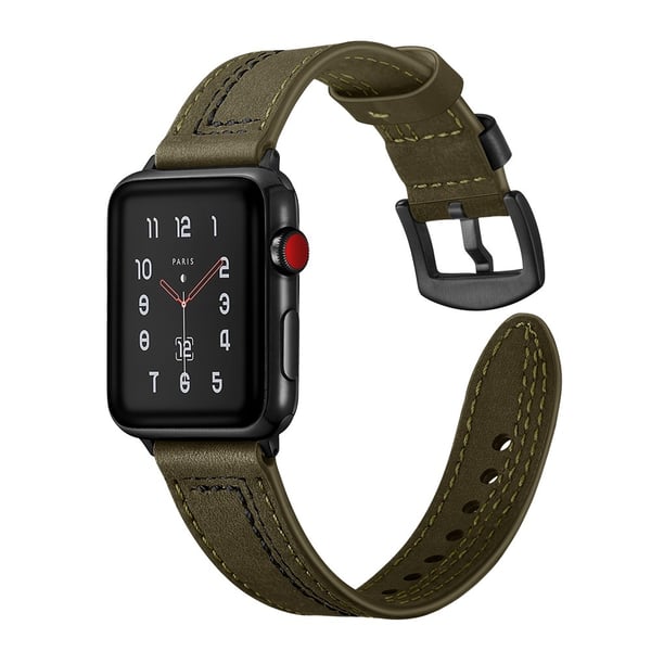 Leather Armband Apple Watch 42/44/45/49 mm Grön