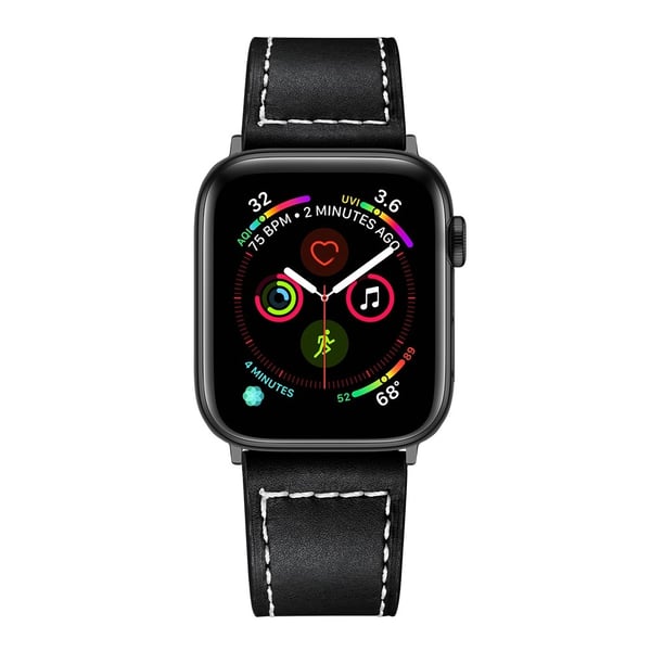 Klassiskt Läderarmband Apple Watch 42/44/45/49 mm Svart