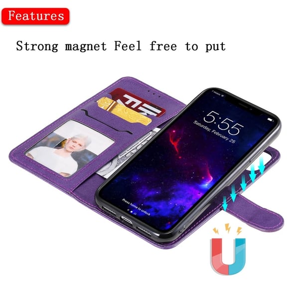 Magnet Leather Wallet iPhone 11 Lila