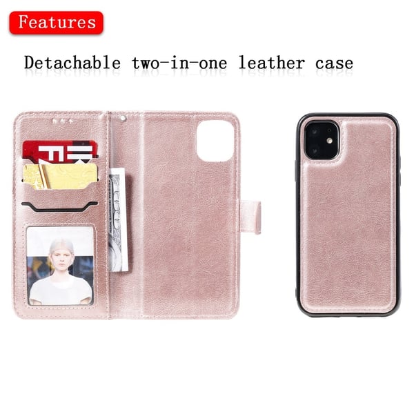 Magnet Leather Wallet iPhone 11 Rose Guld