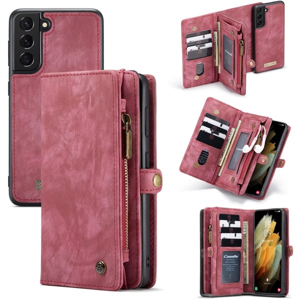 CaseMe Plånboksfodral Multi-Slot Samsung Galaxy S21 Röd