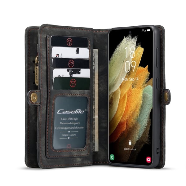 CaseMe Plånboksfodral Multi-Slot Samsung Galaxy S21 Ultra Svart