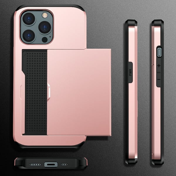 Skal Med Kortfack iPhone 13 Rose Guld