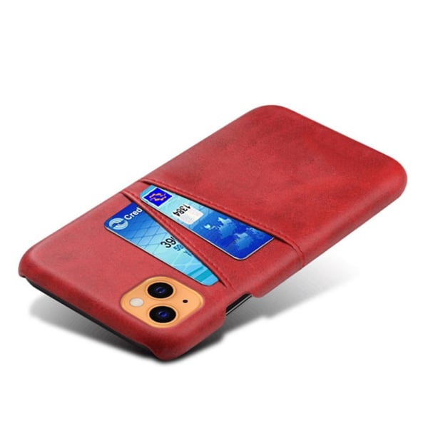 Läderskal Med Kortfack iPhone 13 Röd