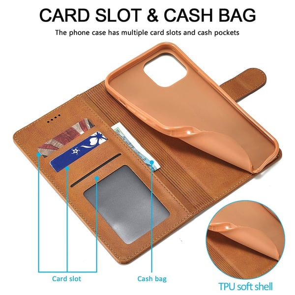 LC.IMEEKE Plånboksfodral iPhone 13 Mini Cognac
