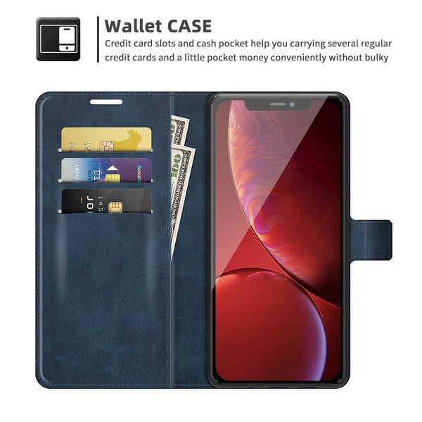 iPhone 13 Pro Max Plånboksfodral Läder Blå