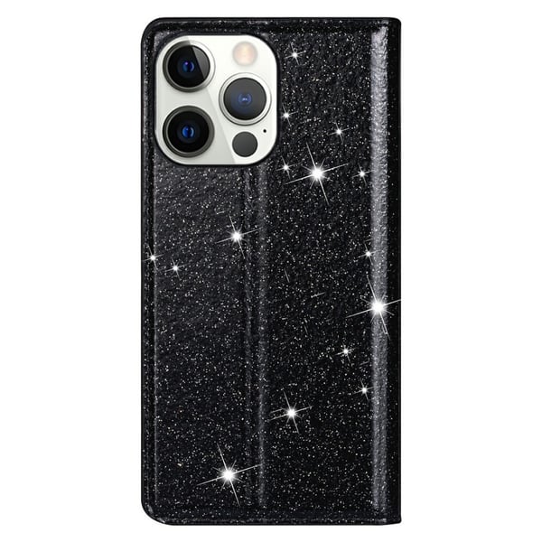Glitter Plånboksfodral iPhone 13 Pro Svart