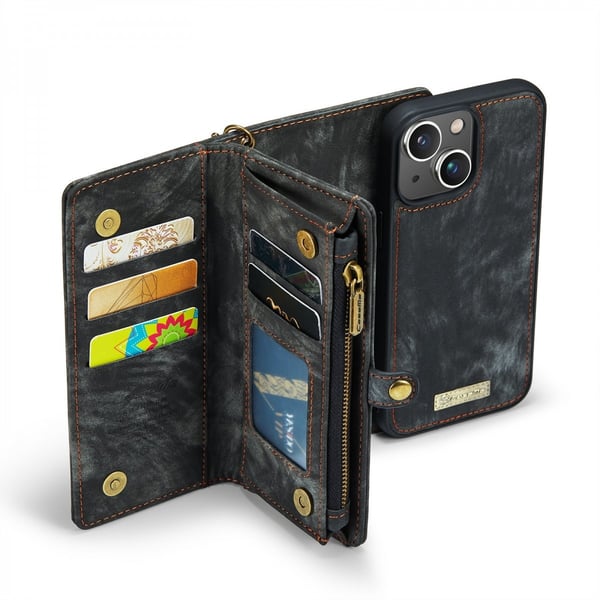 CaseMe Multi-Slot 2 i 1 Plånboksfodral iPhone 13 Grå