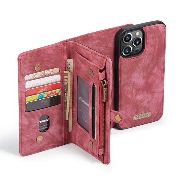 CaseMe Multi-Slot 2 i 1 Plånboksfodral iPhone 13 Pro Röd