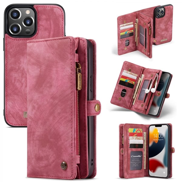 CaseMe Multi-Slot 2 i 1 Plånboksfodral iPhone 13 Pro Max Röd