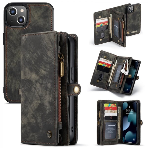 CaseMe Multi-Slot 2 i 1 Plånboksfodral iPhone 13 Mini Grå