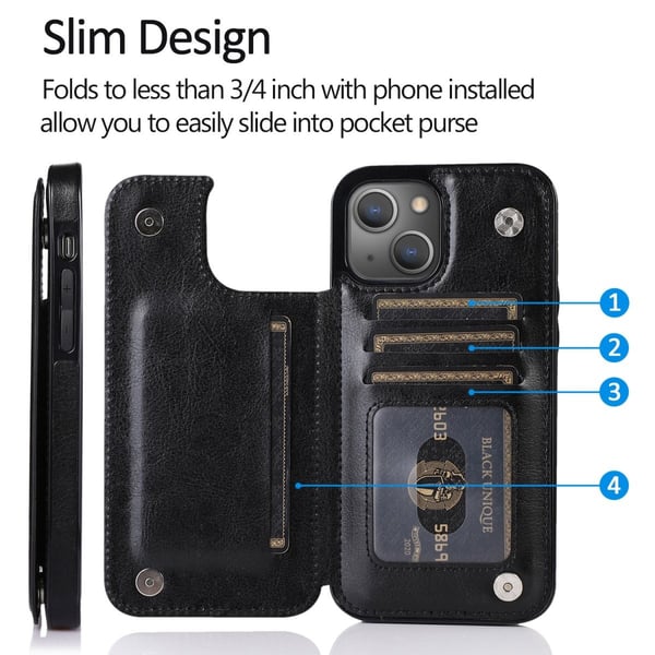 iPhone 13 Pro Skal Plånbok Svart