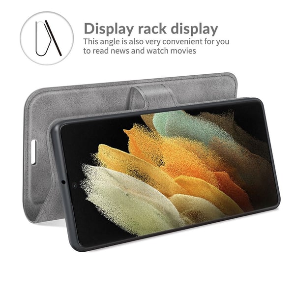 Leather Wallet Samsung Galaxy S22 Ultra Grey
