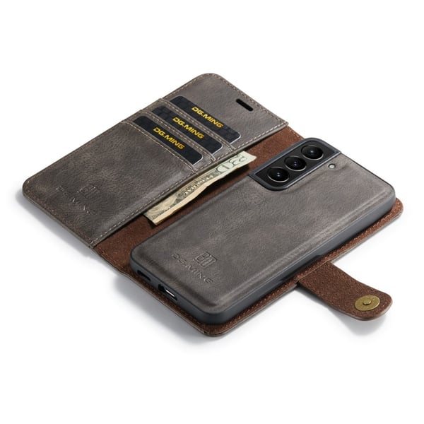 DG.MING 2-in-1 Magnet Wallet Samsung Galaxy S22 Brown