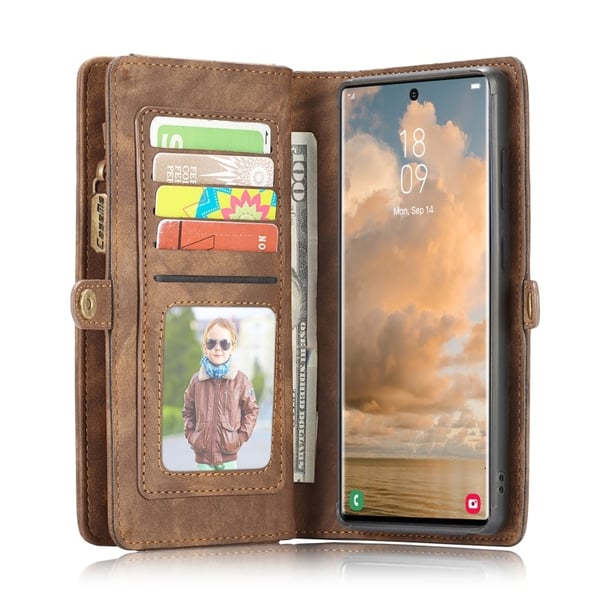 CaseMe Multi-Slot 2 i 1 Plånboksfodral Galaxy S22 Ultra Brun
