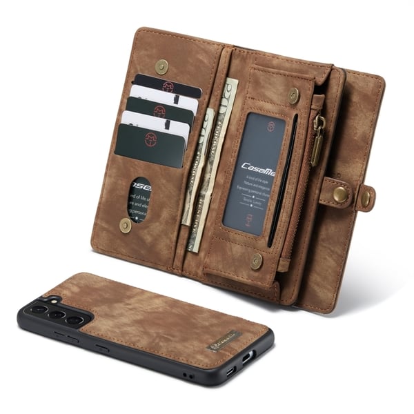 CaseMe Multi-Slot 2 i 1 Plånboksfodral Galaxy S22 Plus Brun