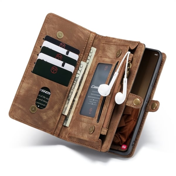 CaseMe Multi-Slot 2 i 1 Plånboksfodral Galaxy S22 Plus Brun