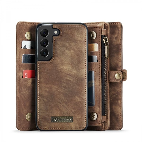 CaseMe Multi-Slot 2 i 1 Plånboksfodral Galaxy S22 Brun