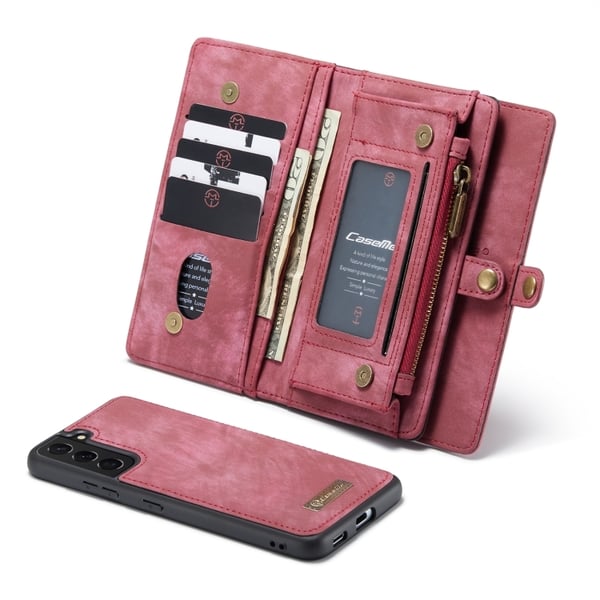 CaseMe Multi-Slot 2 i 1 Plånboksfodral Galaxy S22 Plus Röd