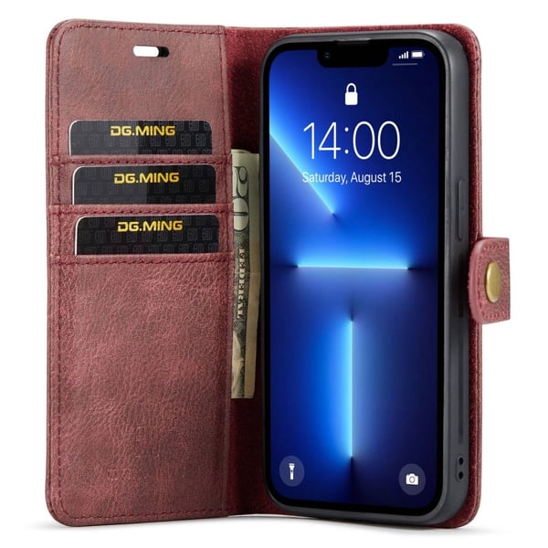 DG.MING 2-in-1 Magnet Wallet iPhone 14 Pro Red