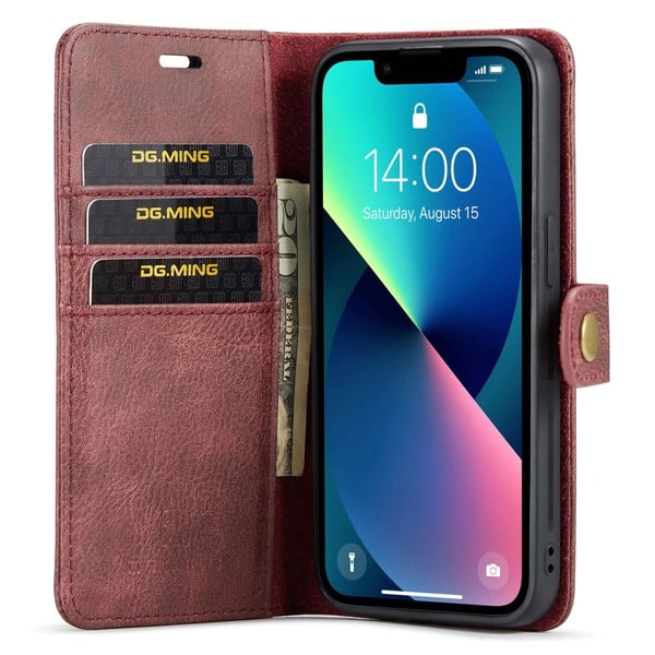 DG.MING 2-in-1 Magnet Wallet iPhone 14 Plus Red